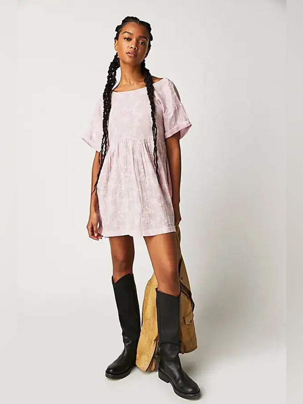 Free People Belezza Printed Babydoll‎ Dress in Pink Combo Size XS